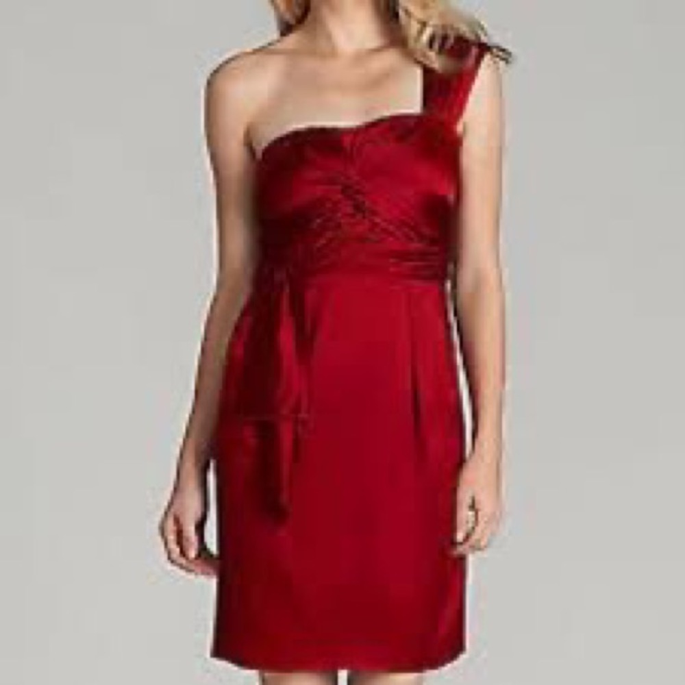 NWT Antonio Melani One-Shoulder Kacy Holiday Ball Dress in Ruby Red